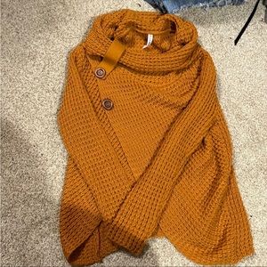 Large cowl neck mustard sweater